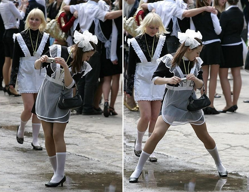 ロシアの卒業式で女の子たちが着る衣装がミニスカメイドはヤバすぎやろぉーｗｗｗｗｗ（エロ画像）・25枚目